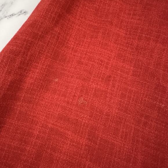 Vintage 80s Womens A-Line Skirt Size 40 M Red Linen Blend Button Front Pockets - Picture 5 of 12